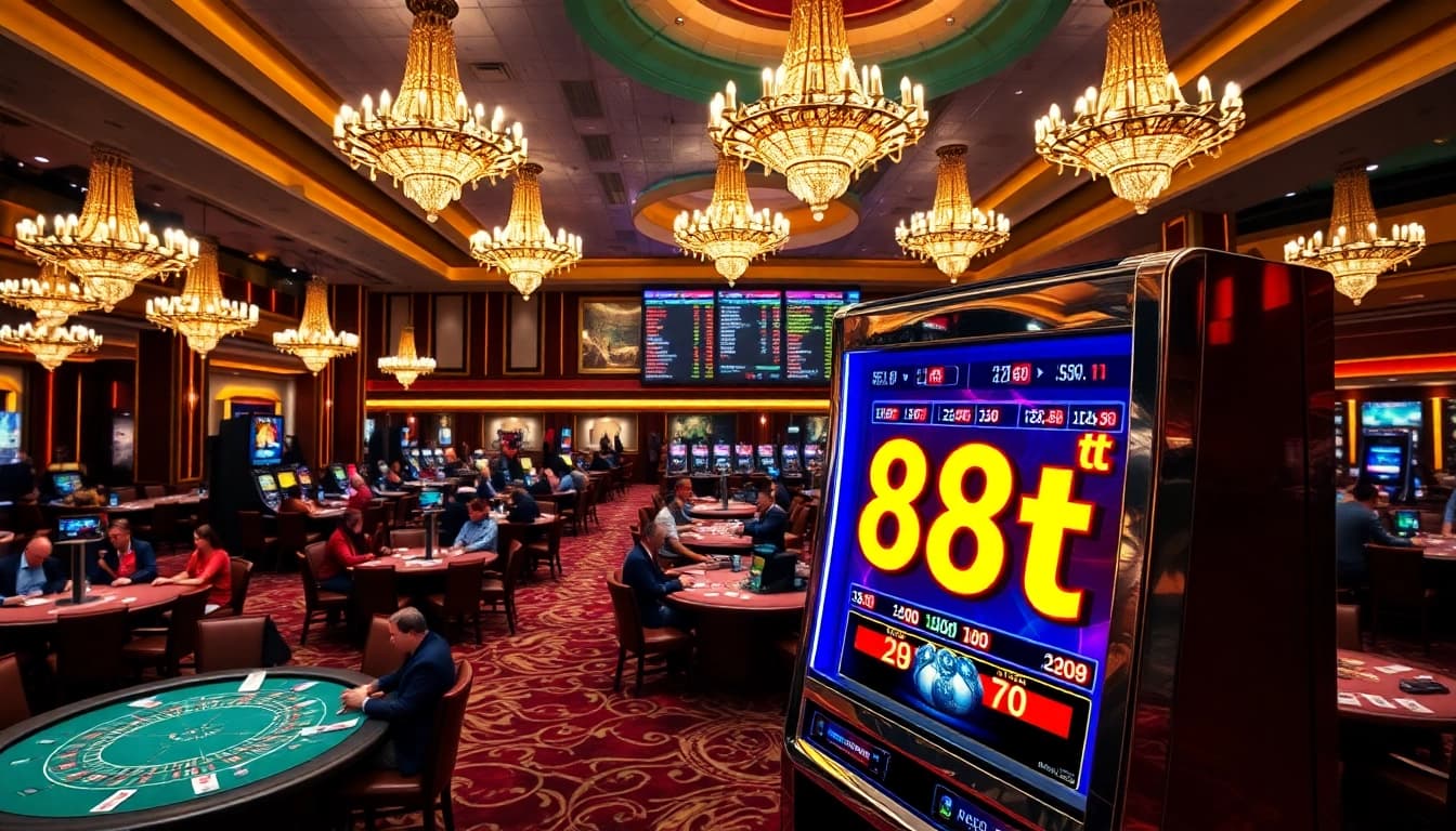 Engage in thrilling gaming at 88t's luxurious casino tables with vibrant atmosphere and excitement.