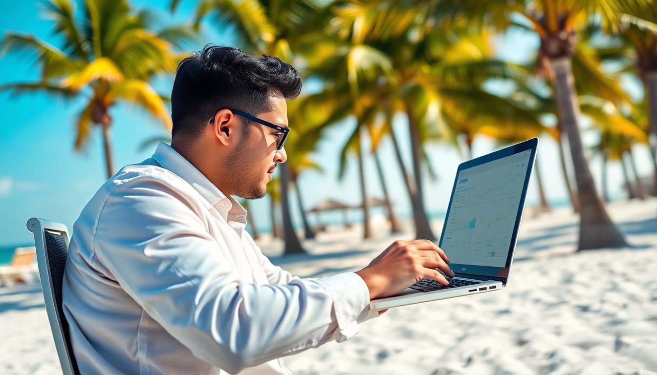 Boost your Clearwater FL SEO with professional insights and analysis on a sunny beach.