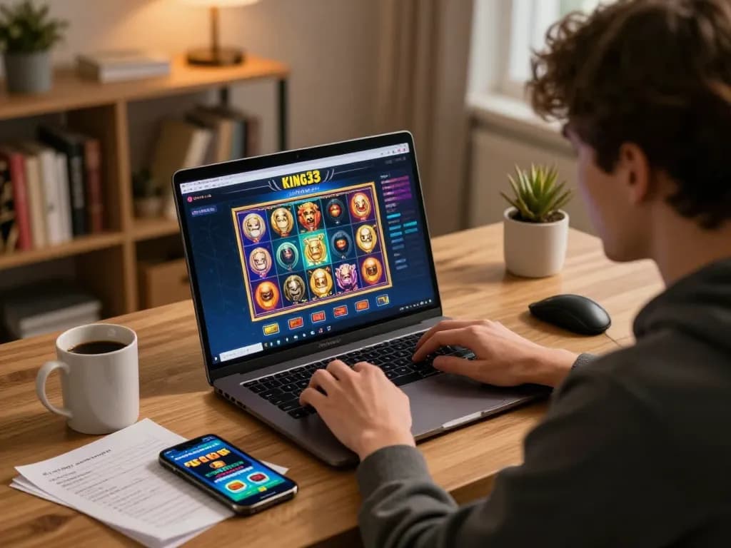 Engage with king33's online gaming interface while managing your bankroll in a cozy setting.