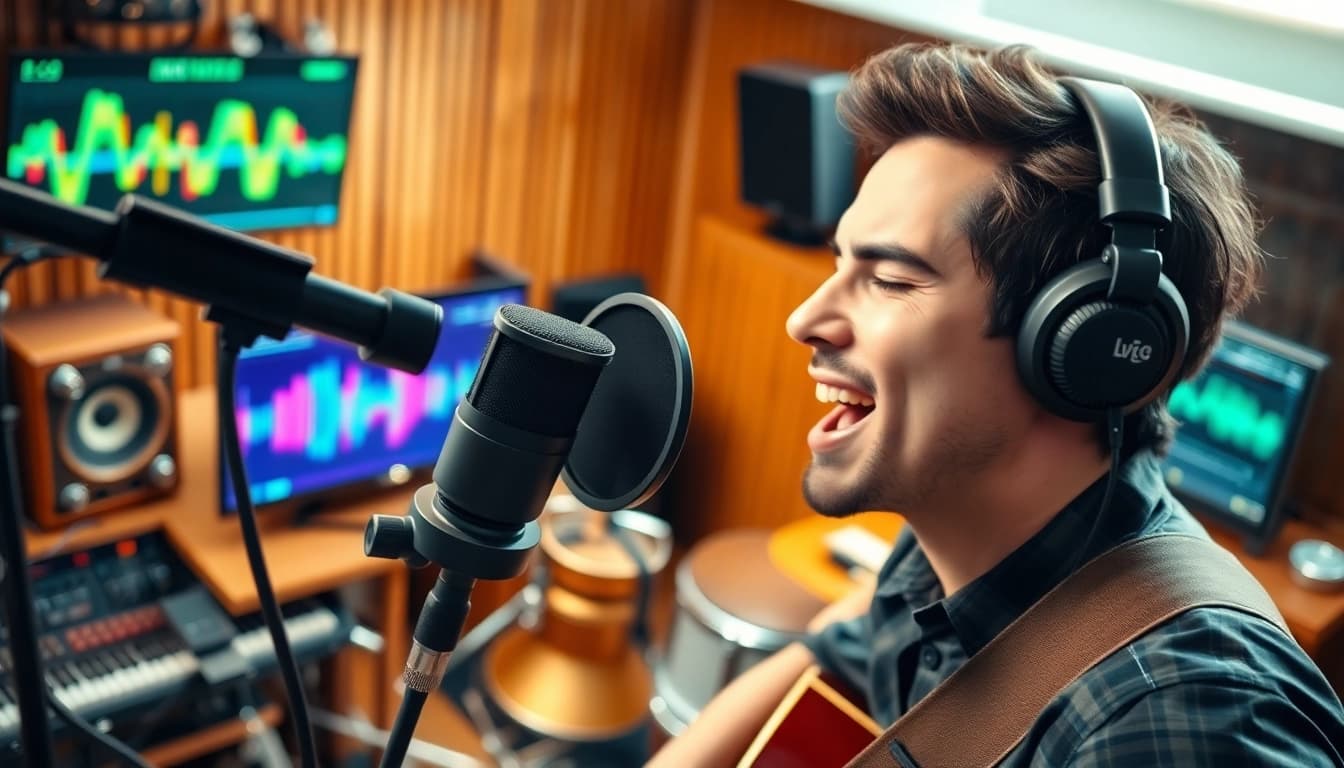 Capture the MV88 in action as an artist records with passion in a professional studio.