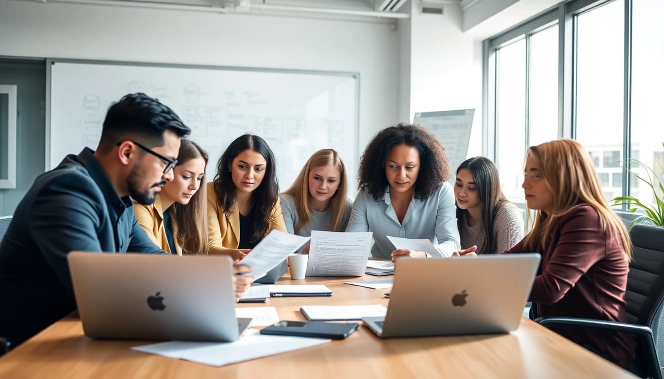 Team collaboration focused on Proposal Writing and Management in a modern office.