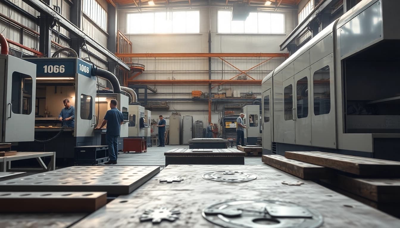 Showcasing a productive metal manufacturer edmonton with workers and machinery engaged in fabrication.