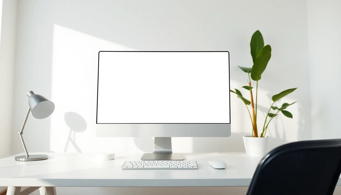 Bright white full screen used for improved focus in a modern workspace.