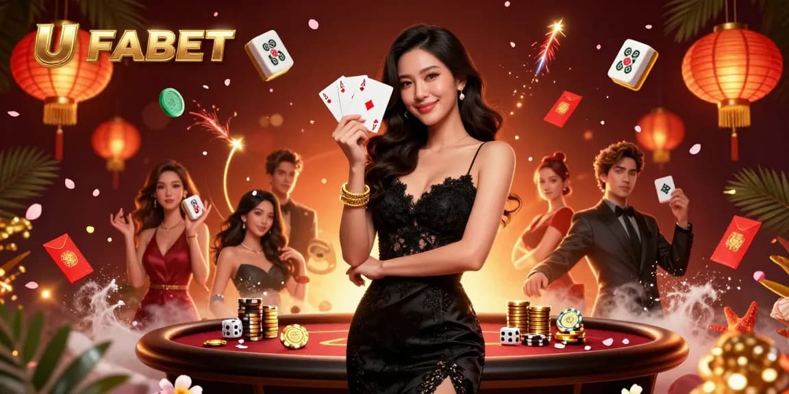 Experience the thrill of UFABET with the glamorous casino ambiance illustrated in this captivating scene.