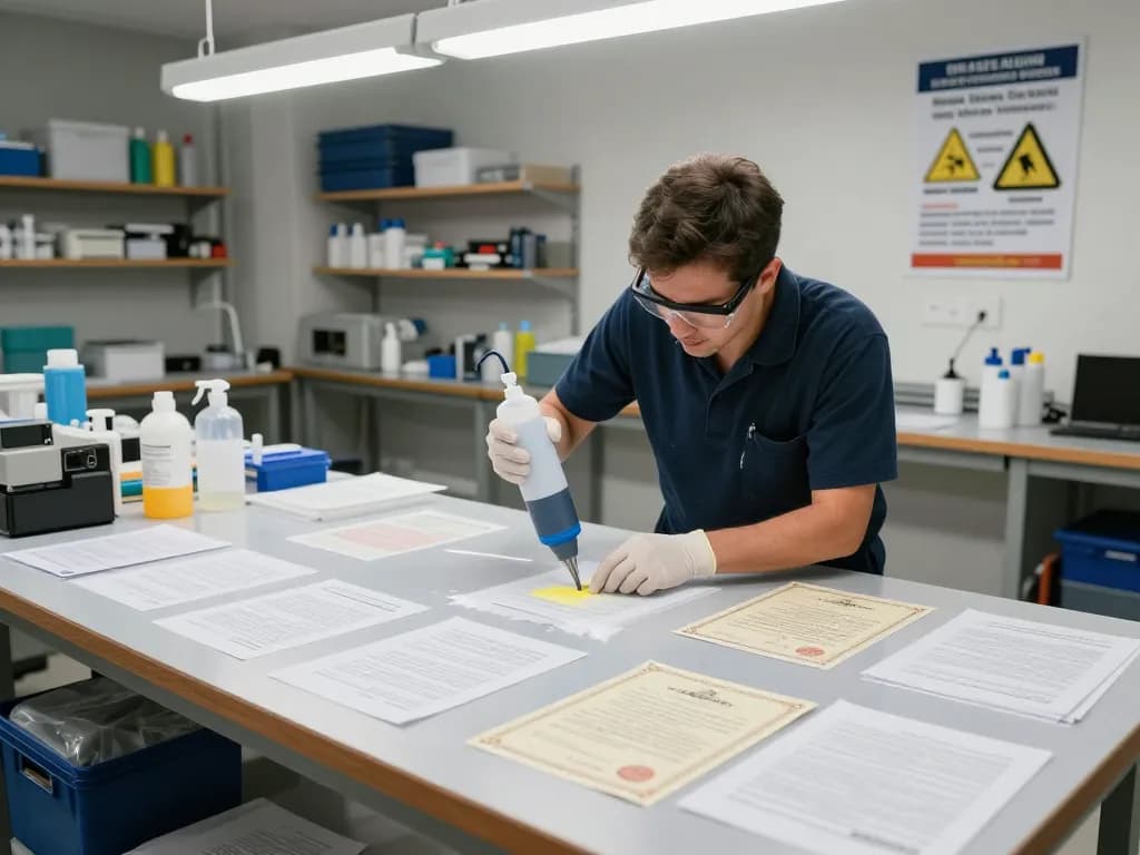 Expertly removing plastic lamination using chemical solutions to demonstrate cách bóc giấy tờ đã ép plastic safely and effectively.