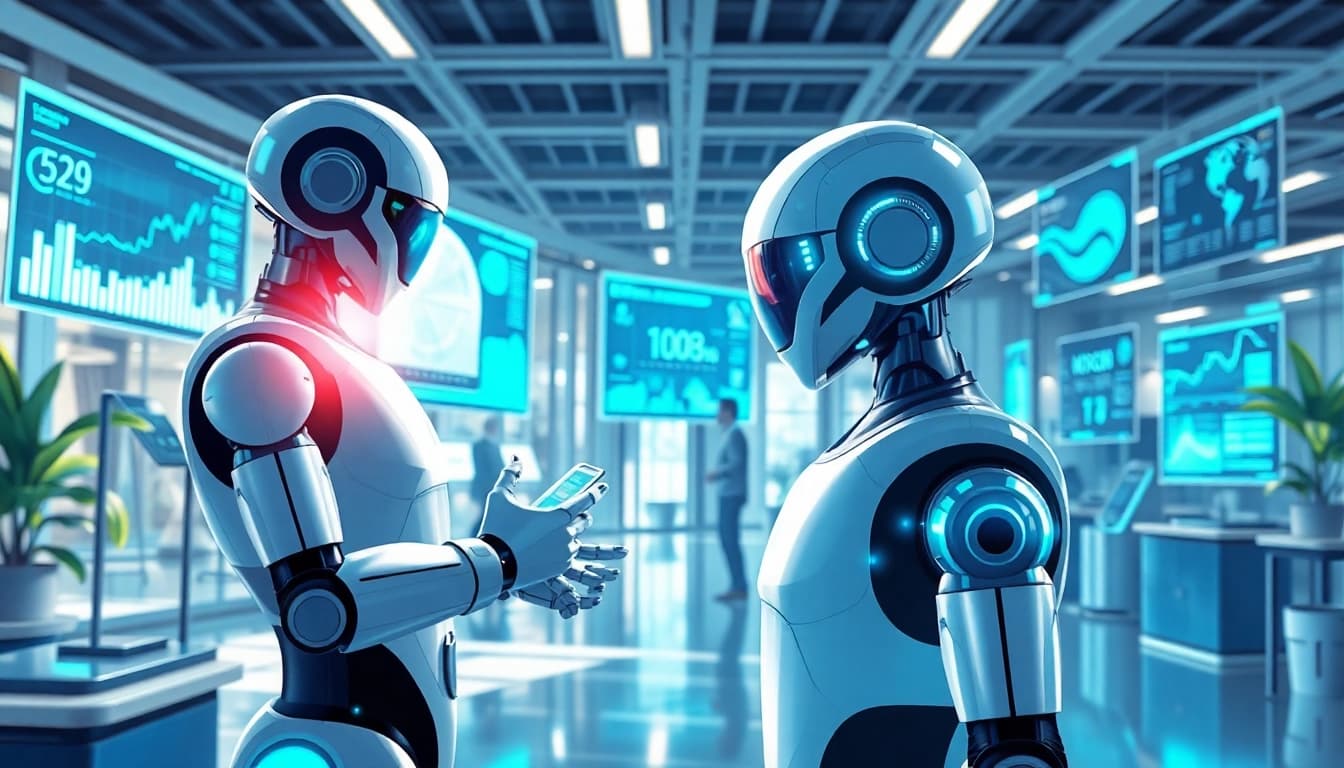Showcasing technology's impact on daily life through innovative gadgets and human interaction.