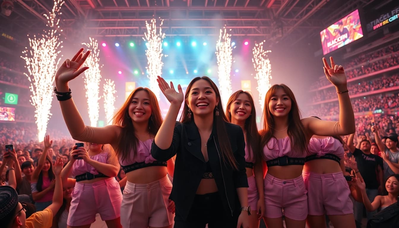 Exciting Blackpink news showcasing the band performing energetically on stage.