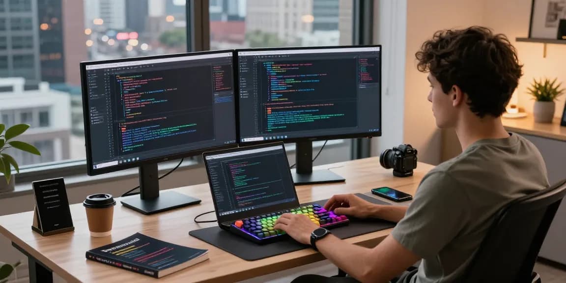 Captivating workspace scene showcasing 截图工具下载 with a developer's setup for efficient coding.