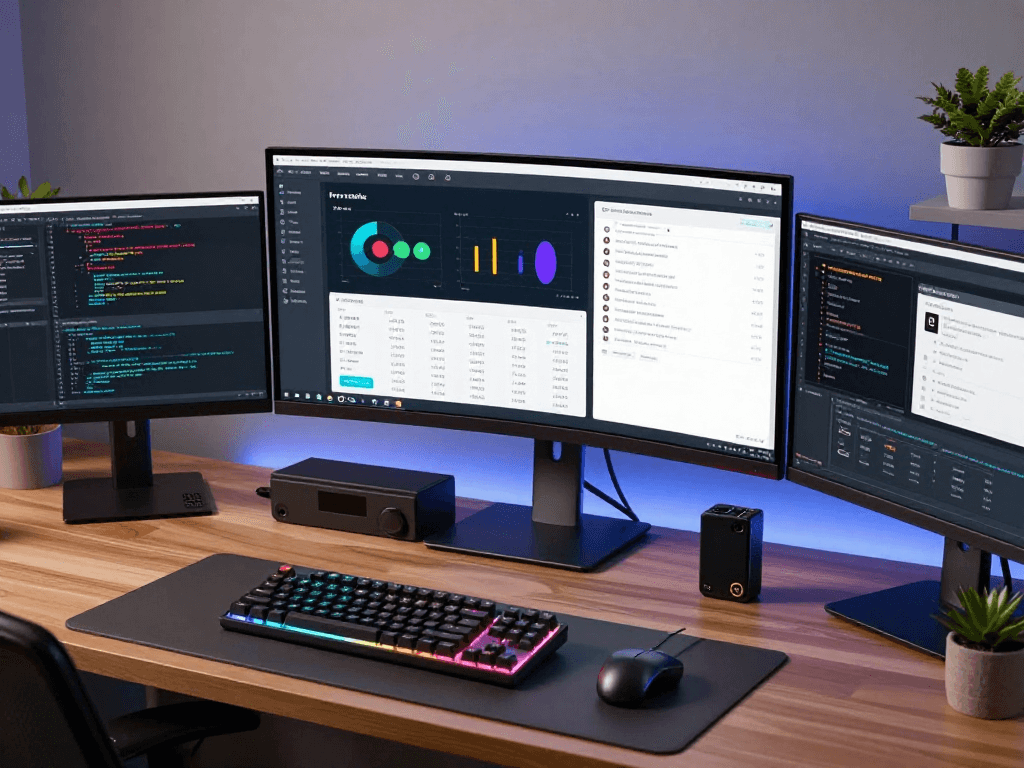 IPTV reseller dashboard interface on ultrawide monitor, showcasing advanced SaaS solutions for digital platform management and analytics.