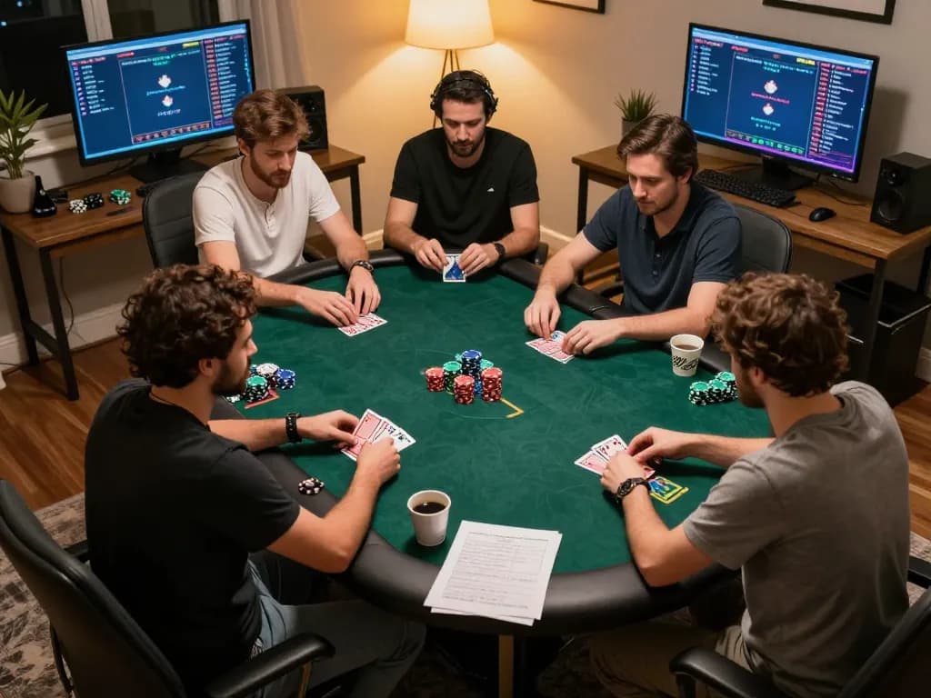 Online players engaging in a poker game on THABET platform, showcasing strategy and real-time action.