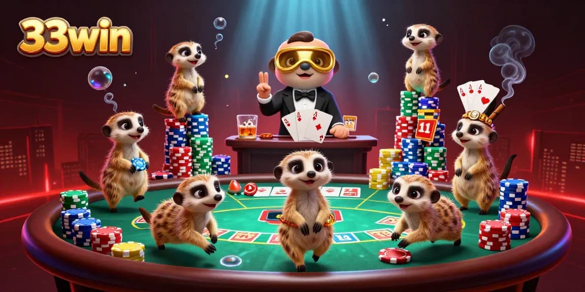 Experience the excitement at 33win with meerkats running a lively casino operation.