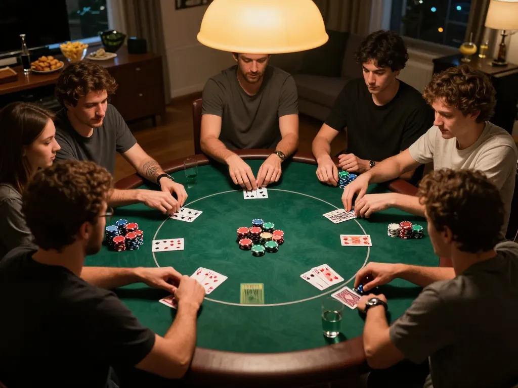 Engage in link slot gameplay with vibrant poker chips and cards during friendly game night.