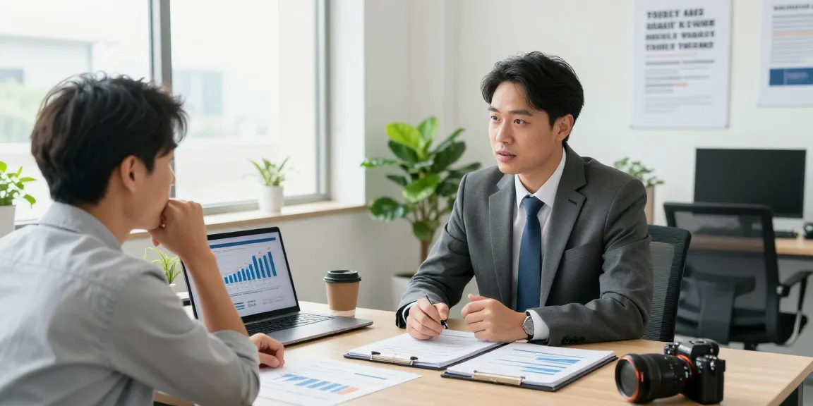 개인회생 상담 중인 금융 전문가와 고객의 모습, 희망적인 분위기