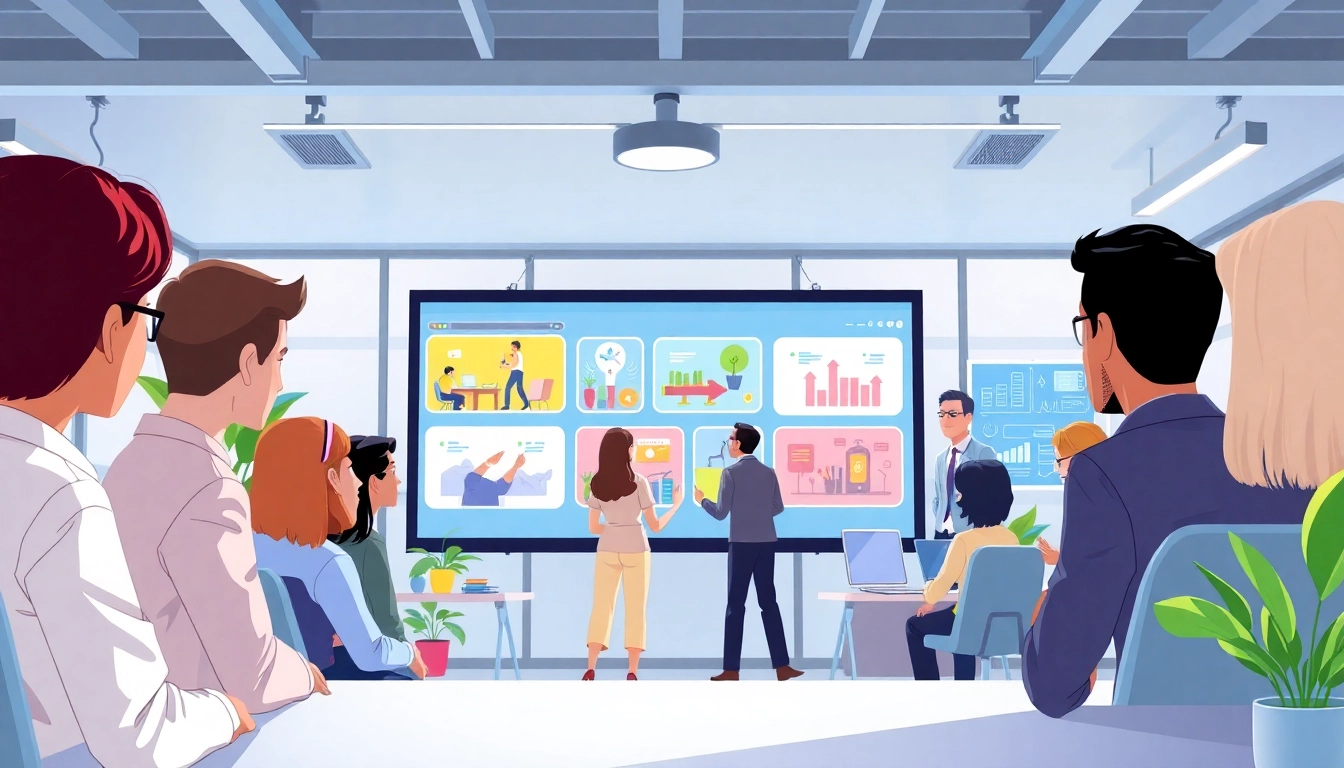 Unternehmensanimation mit animierten Charakteren in einem modernen Büro.