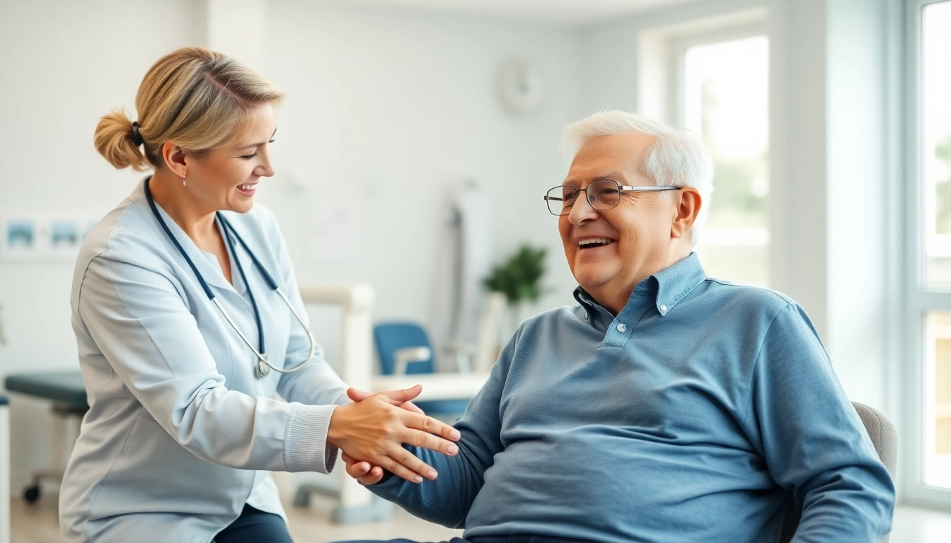 Senior physiotherapy Edmonton with a patient engaged in a gentle treatment session.