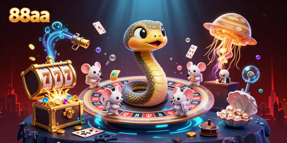 Enjoy thrilling bets at 88aa with astronaut mice and a cosmic dealer in a vibrant casino scene.