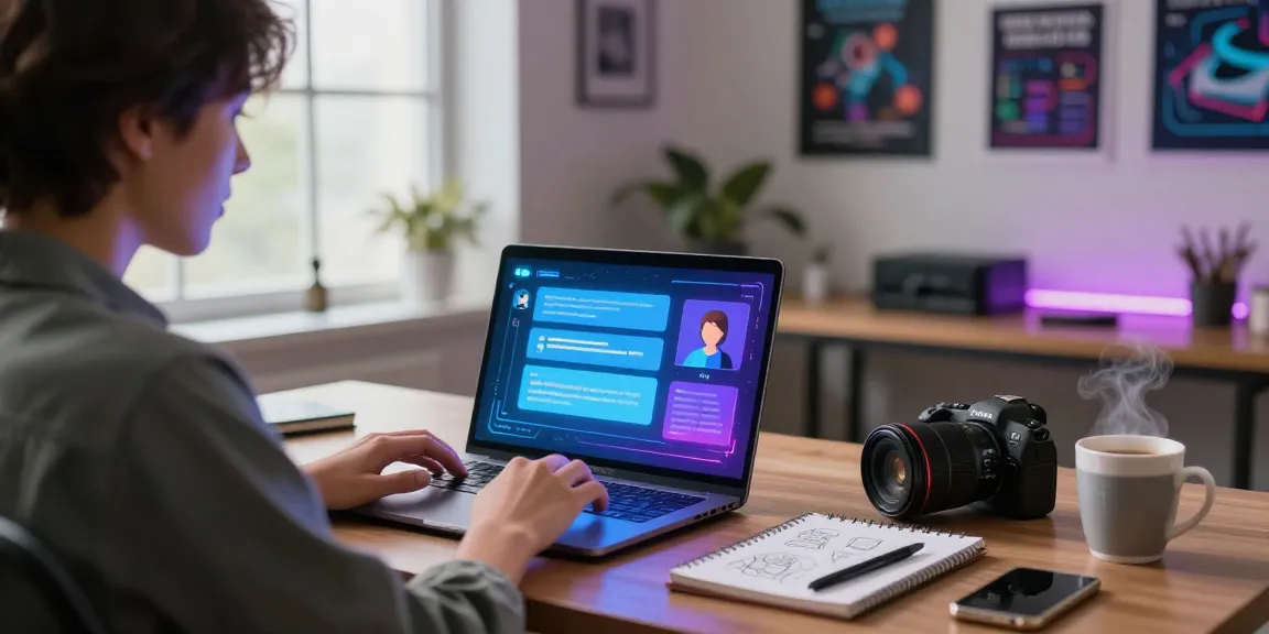 Engagement with spicy AI chatbot in a modern workspace, showcasing interactive technology.