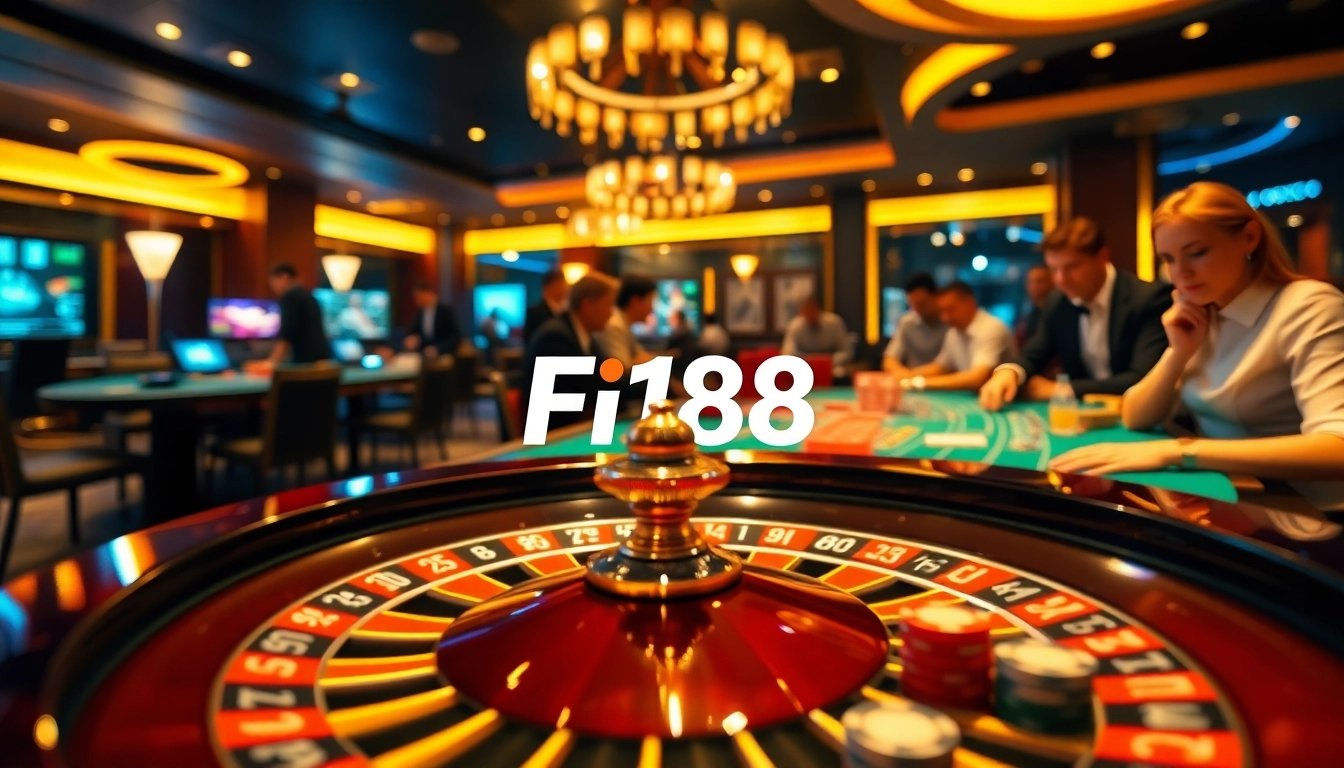 Players enjoying a game at Nhà cái F168 online casino, featuring colorful chips and a roulette wheel.