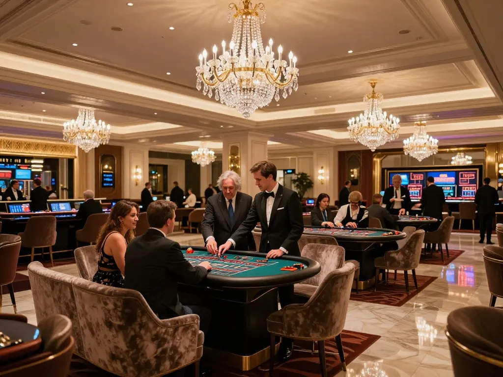 MM88 casino experience showing elegant gaming atmosphere with players engaged at tables.