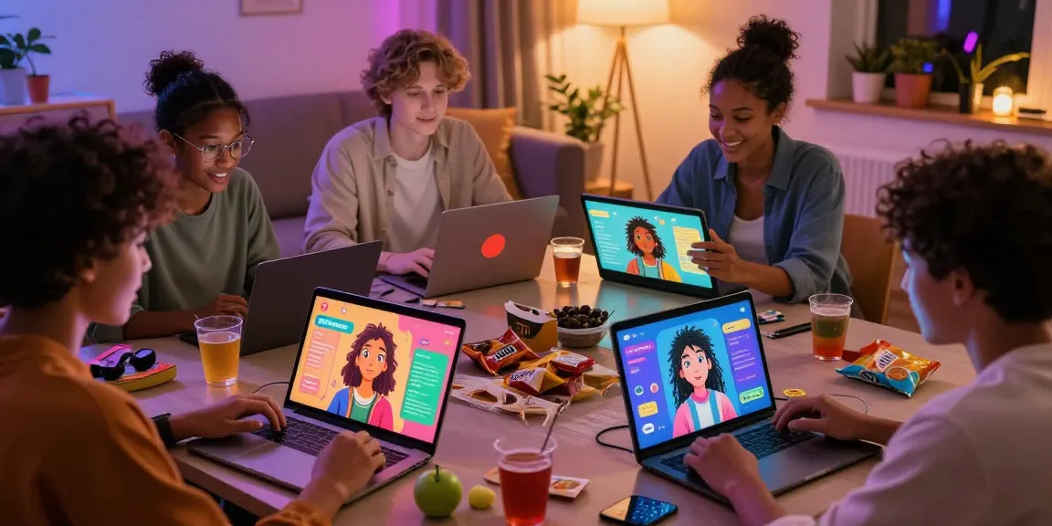 Engaging scene of users in an AI NSFW chat environment, customizing characters with technology.