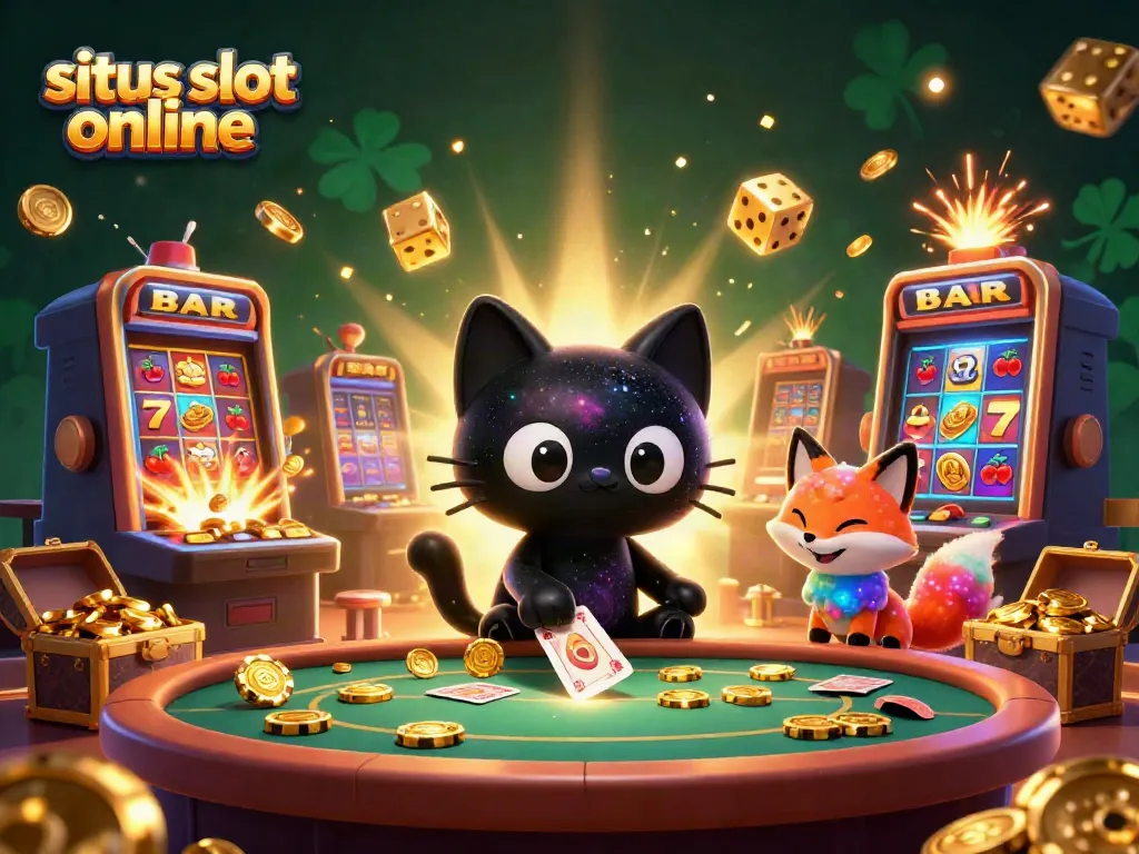 Menangkan jackpot di situs slot online dengan ilustrasi kucing hitam 3D menarik.