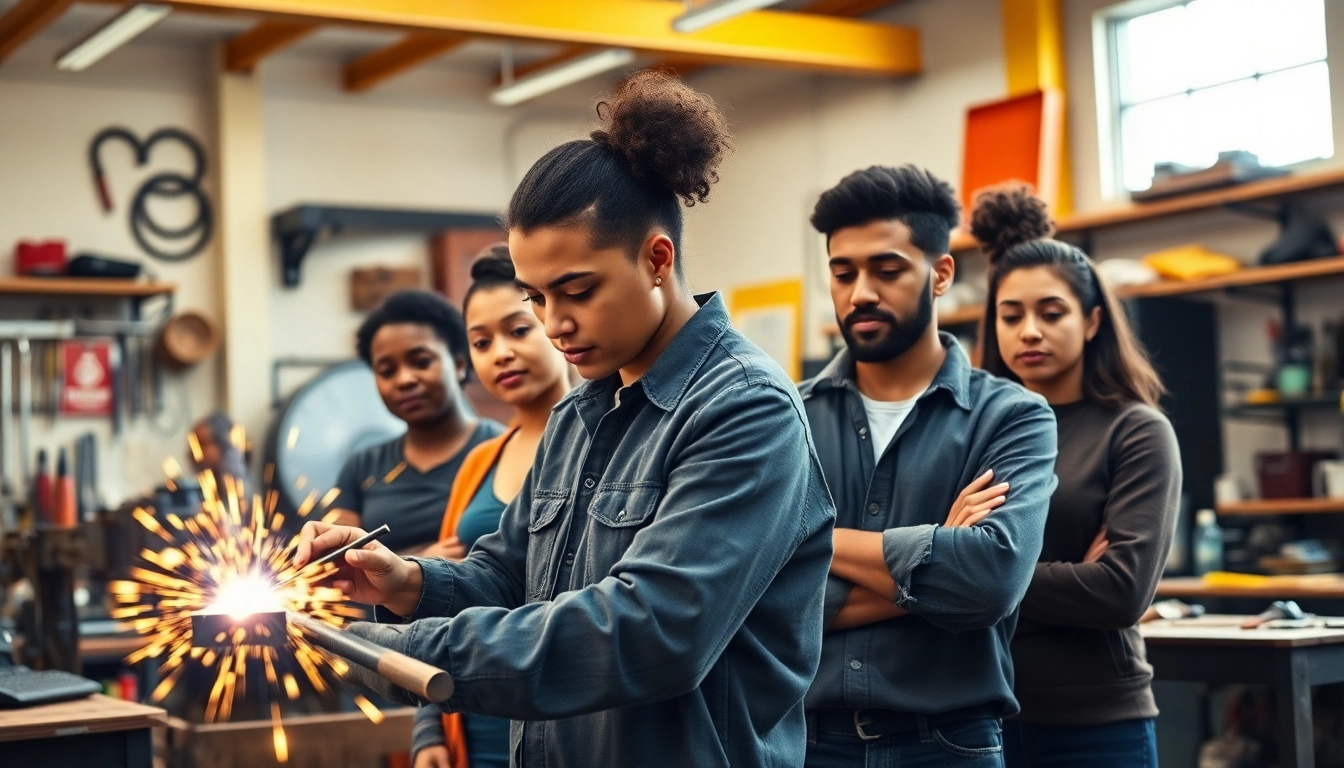 Students actively learning skills at a trade school in Tennessee, showcasing hands-on training.