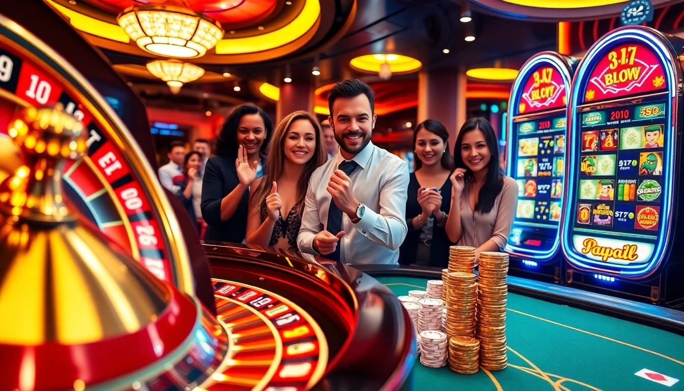Experience the thrill as gamblers register to win at an exciting casino event with vibrant tables and roulette.