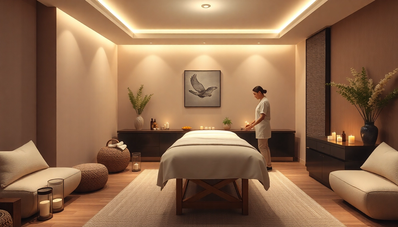 Professional 출장마사지 therapist preparing a serene massage space for clients.