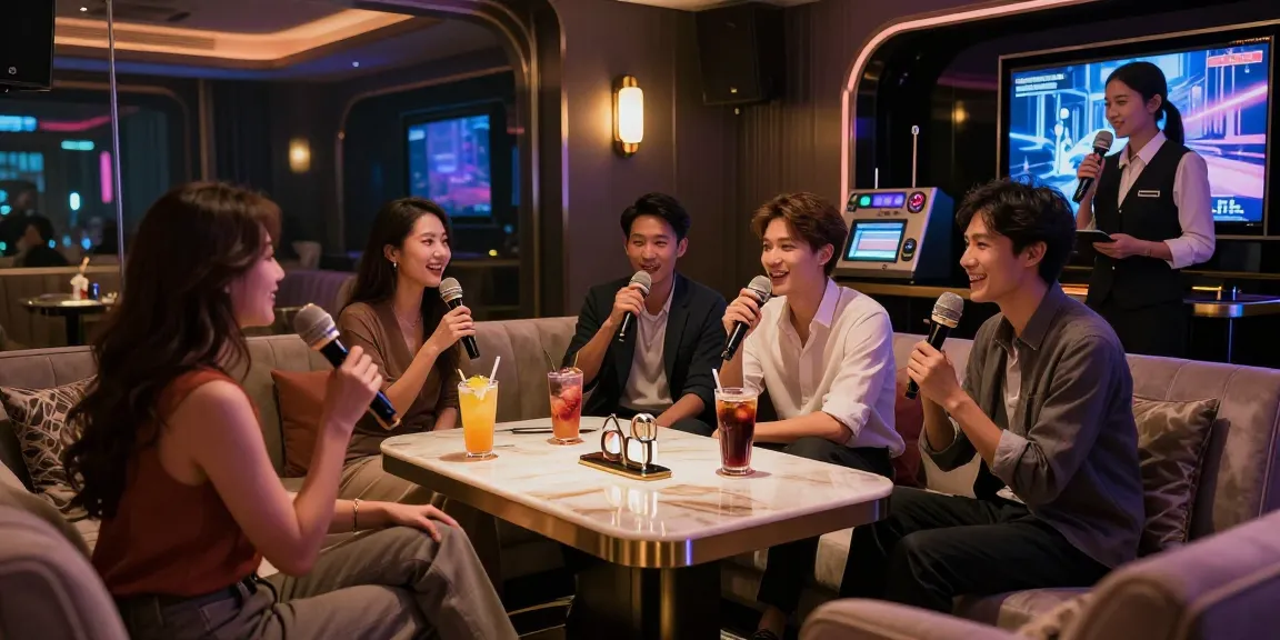 강남쩜오에서 프리미엄 가라오케 서비스를 즐기는 고객들의 즐거운 모습
