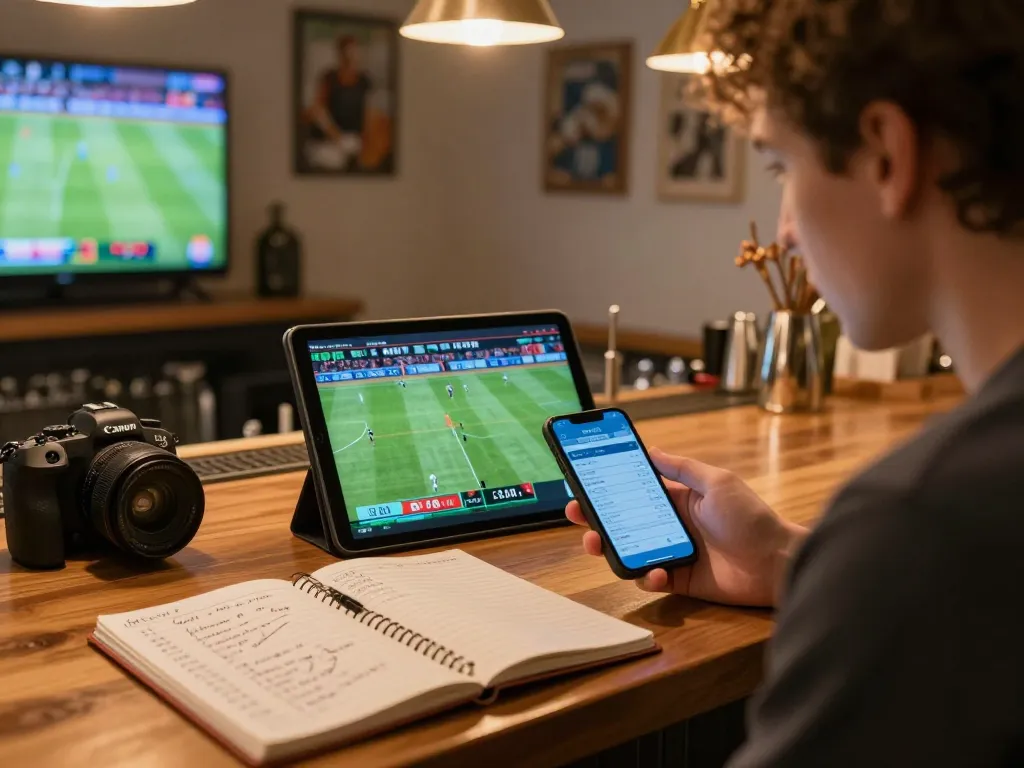 Cakhia TV user engaging in live sports betting while streaming a football match at home.