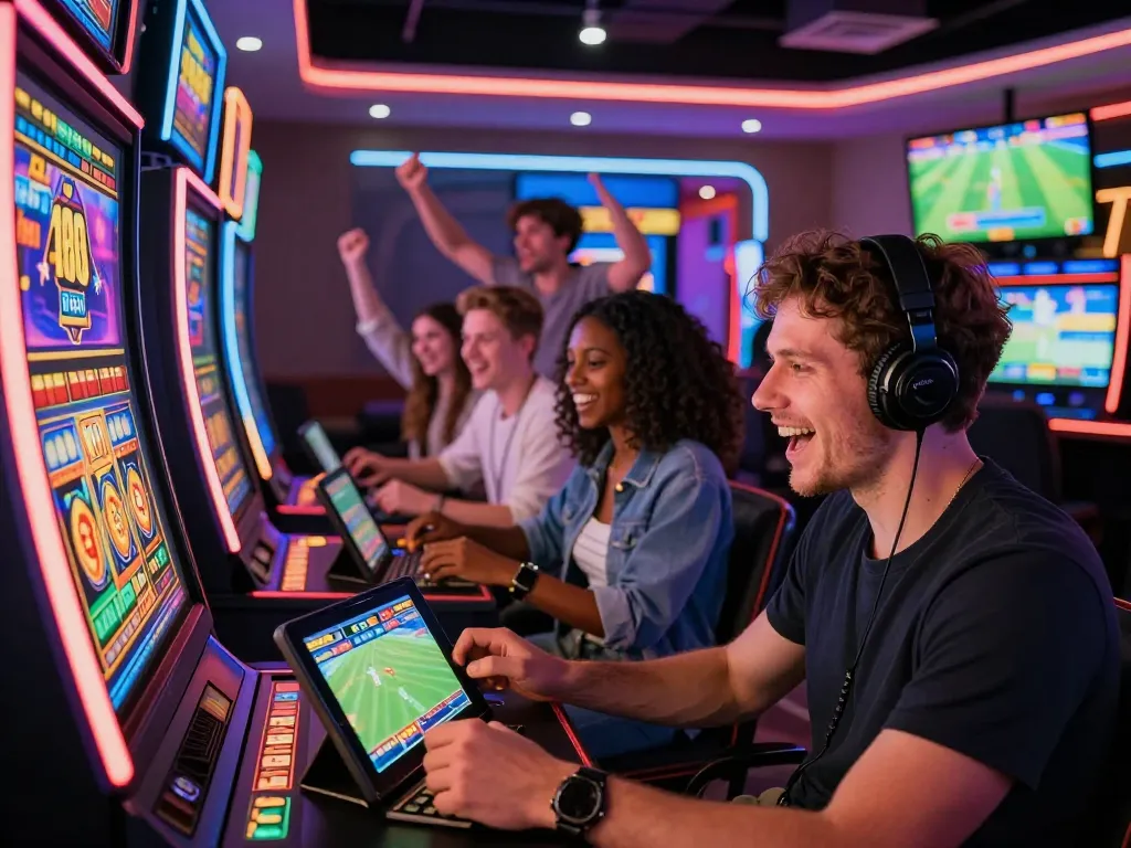Dynamic gaming scene at https://w88.ca/ with players celebrating wins and engaging in sports betting activities.