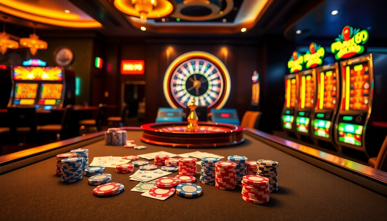 Engaging gambler playing at a thrilling RR99 com casino table with vibrant lights.