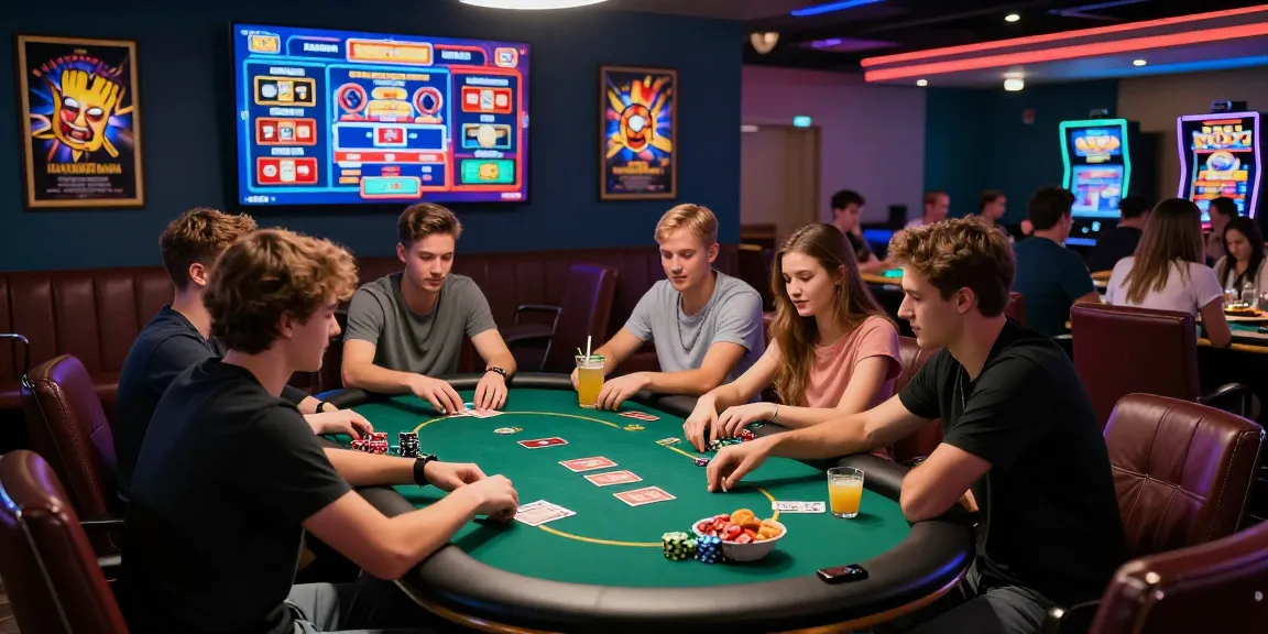 Exciting gaming atmosphere showcasing credit card casinos UK with players enjoying poker in a vibrant lounge.