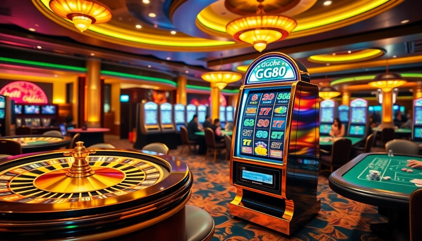 Experience thrilling gameplay at the gg88 slot machine amidst exciting casino lights.