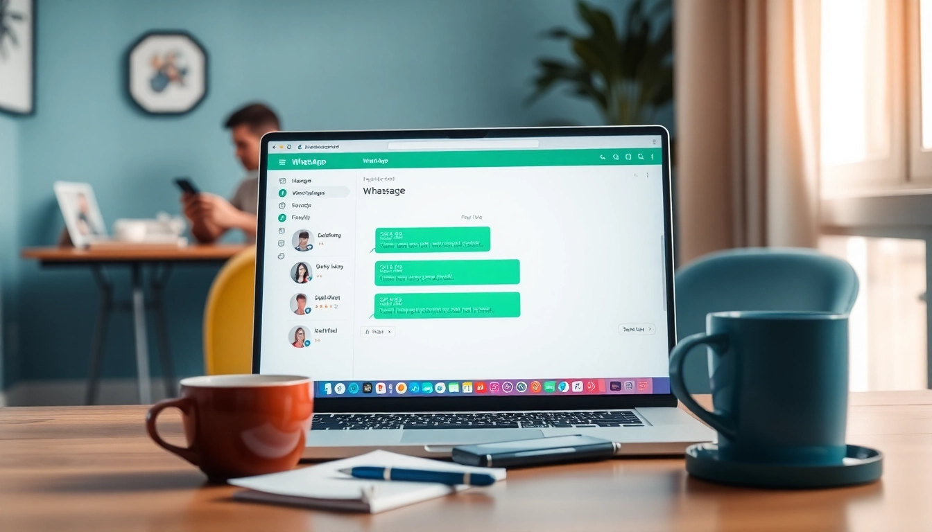 吸引人的 WhatsApp Web 界面，突出显示快连VPN，确保安全通信。