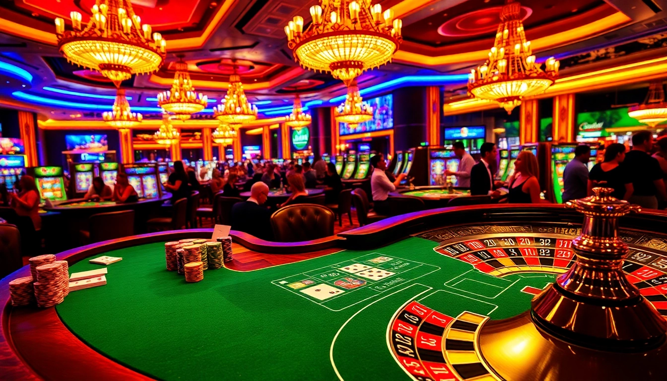 Experience the vibrant thrill of gambling in Rio with colorful chips and a luxurious casino setting.