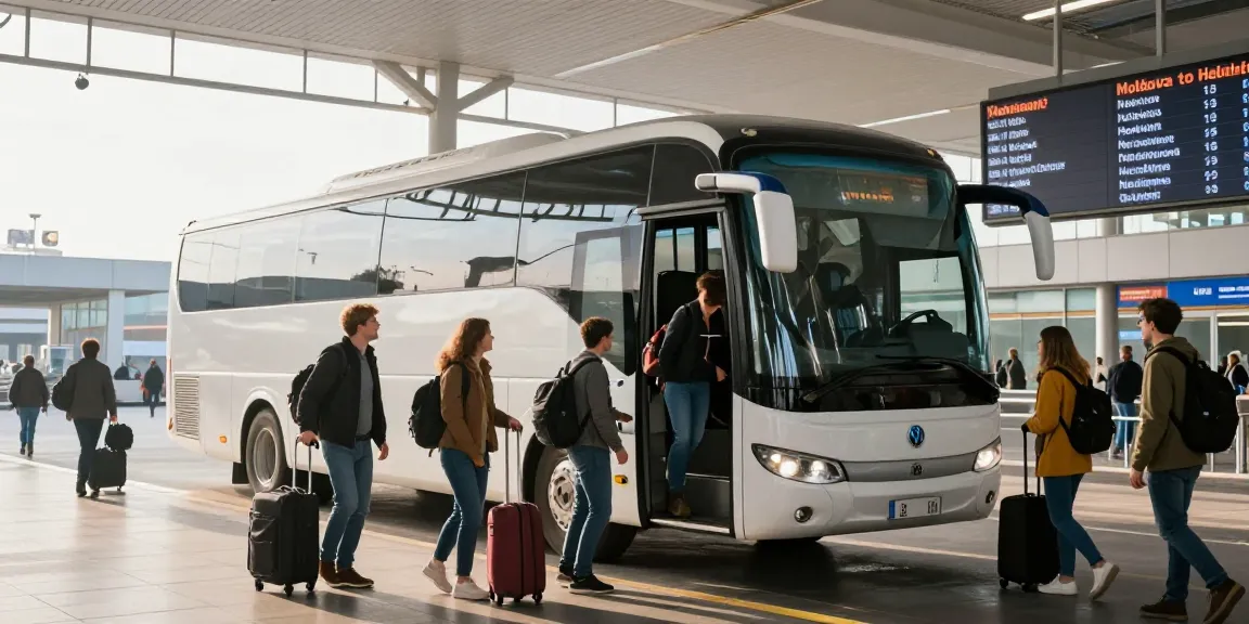 Transport Moldova Olanda: Pasageri îmbarcându-se în autocar modern pentru călătoria către Olanda.