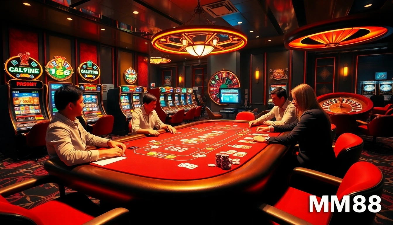 Experience the excitement of online gambling at https://mm88.vin/ with poker tables and vibrant slot machines.