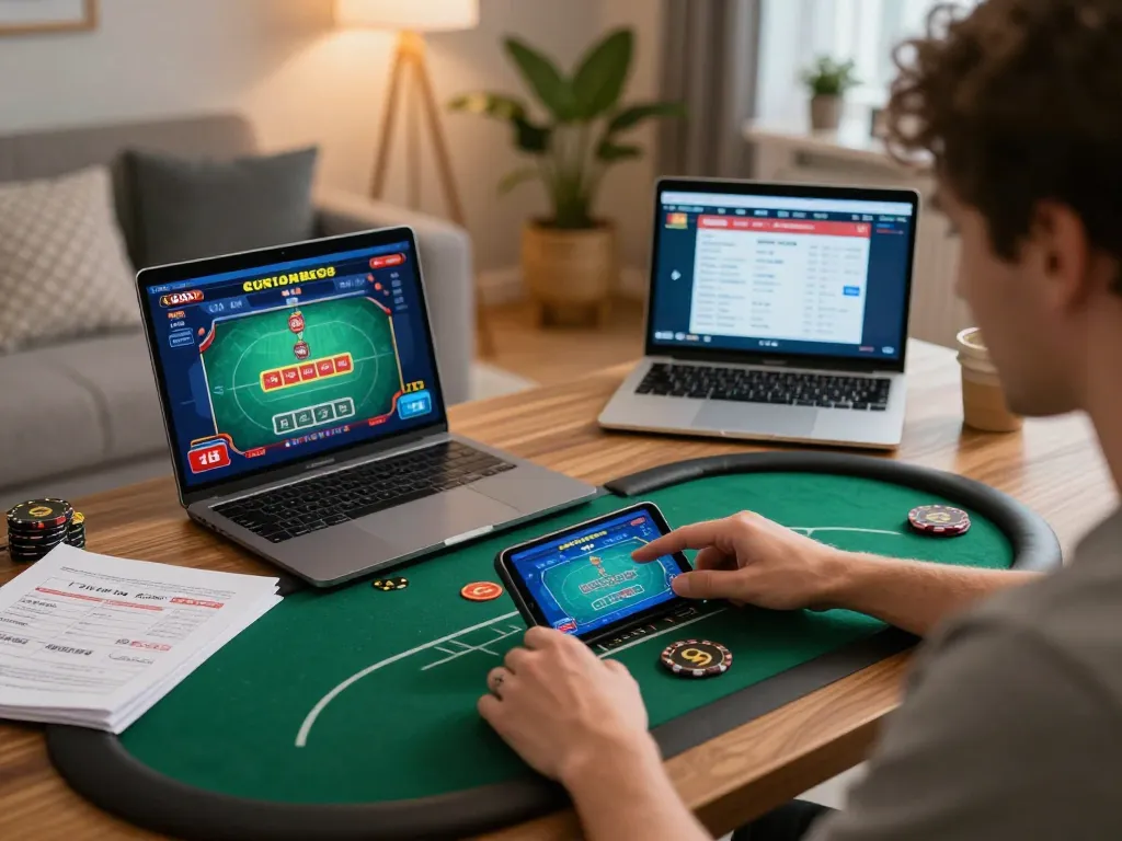 Engaging in online betting at the best widget store with a smartphone, showcasing responsible gaming.