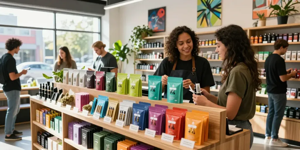 Alien Labs dispensary display of premium cannabis products in a welcoming retail space