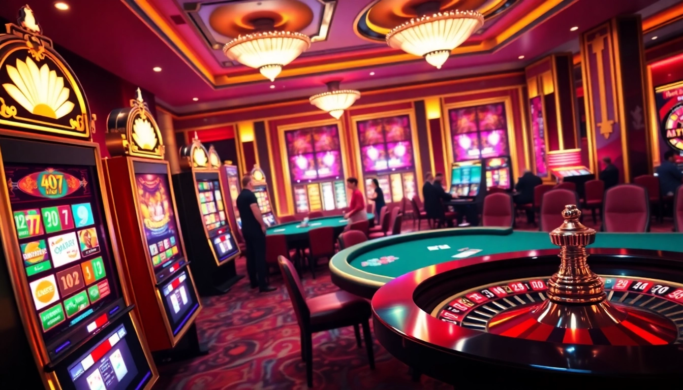 Rasakan aksi slot thailand yang mendebarkan dalam suasana kasino mewah, menampilkan permainan yang berwarna-warni dan atmosfer yang mengundang.