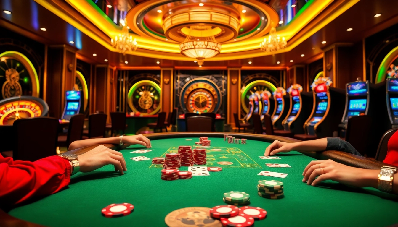 Engaged players at a luxurious poker table highlighting dinamit4d gaming excitement.