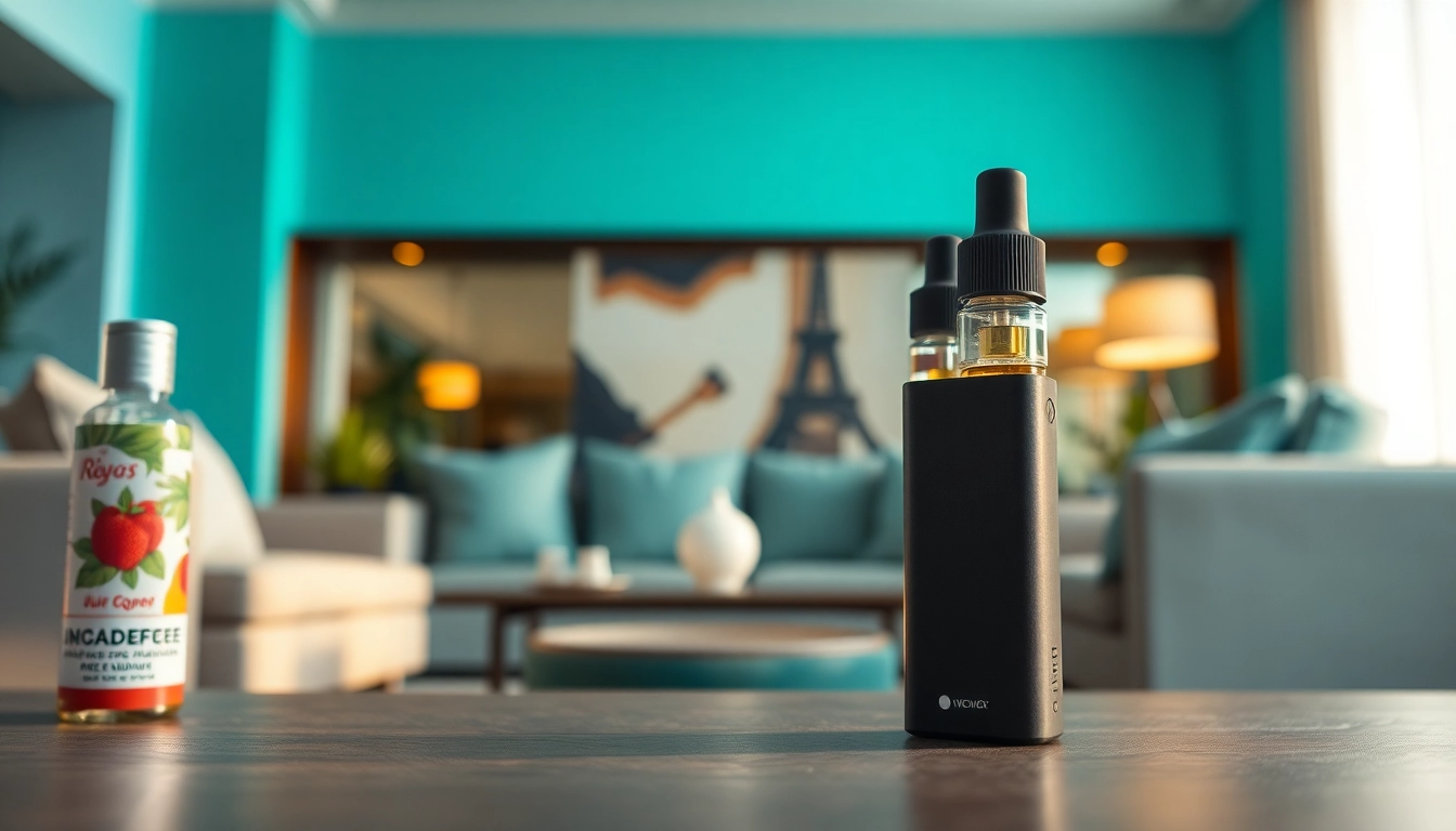 Enjoy vibrant nicotine free vape flavors showcased in a modern lounge setting.