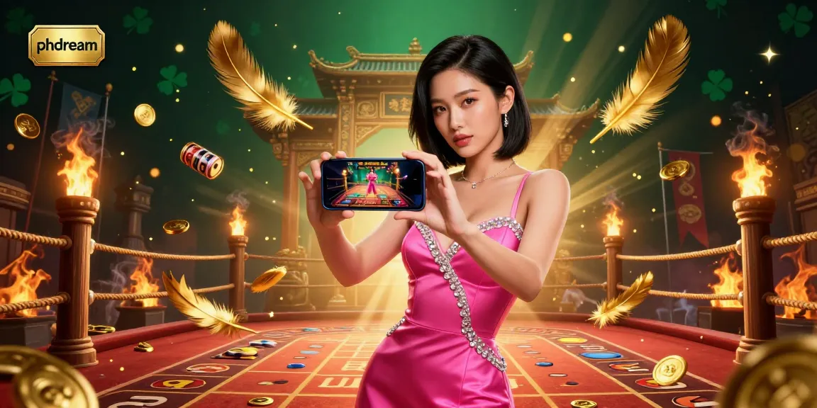 Experience exciting live dealer games with phdream, surrounded by golden coins and dynamic casino elements.