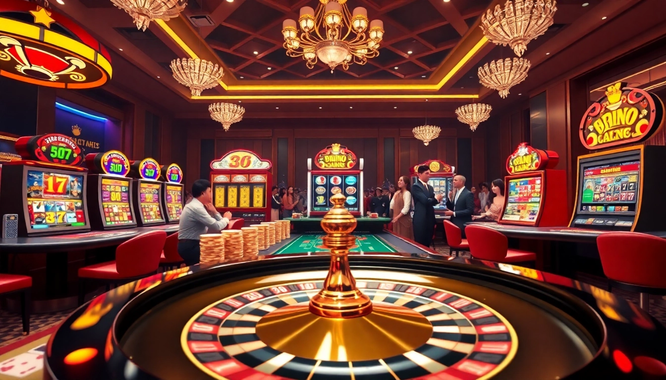 Experience the thrill of 8k8 at a vibrant casino table with roulette, slots, and poker chips.