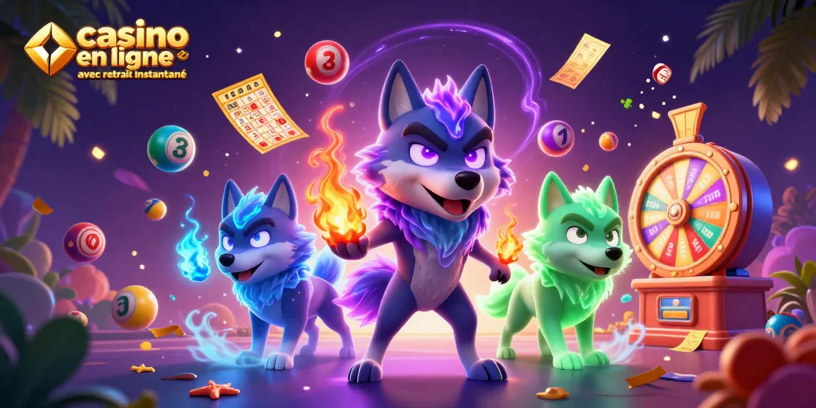 Retirez vos gains rapidement sur un casino en ligne avec retrait instantané illustré par des loups fantastiques.