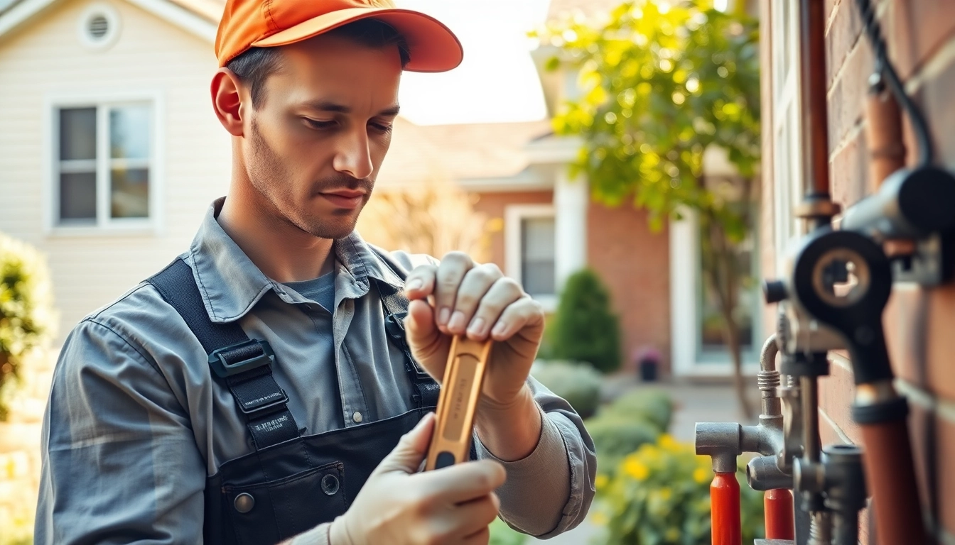 Plumber near me repairing pipes in a home setting with professional tools.