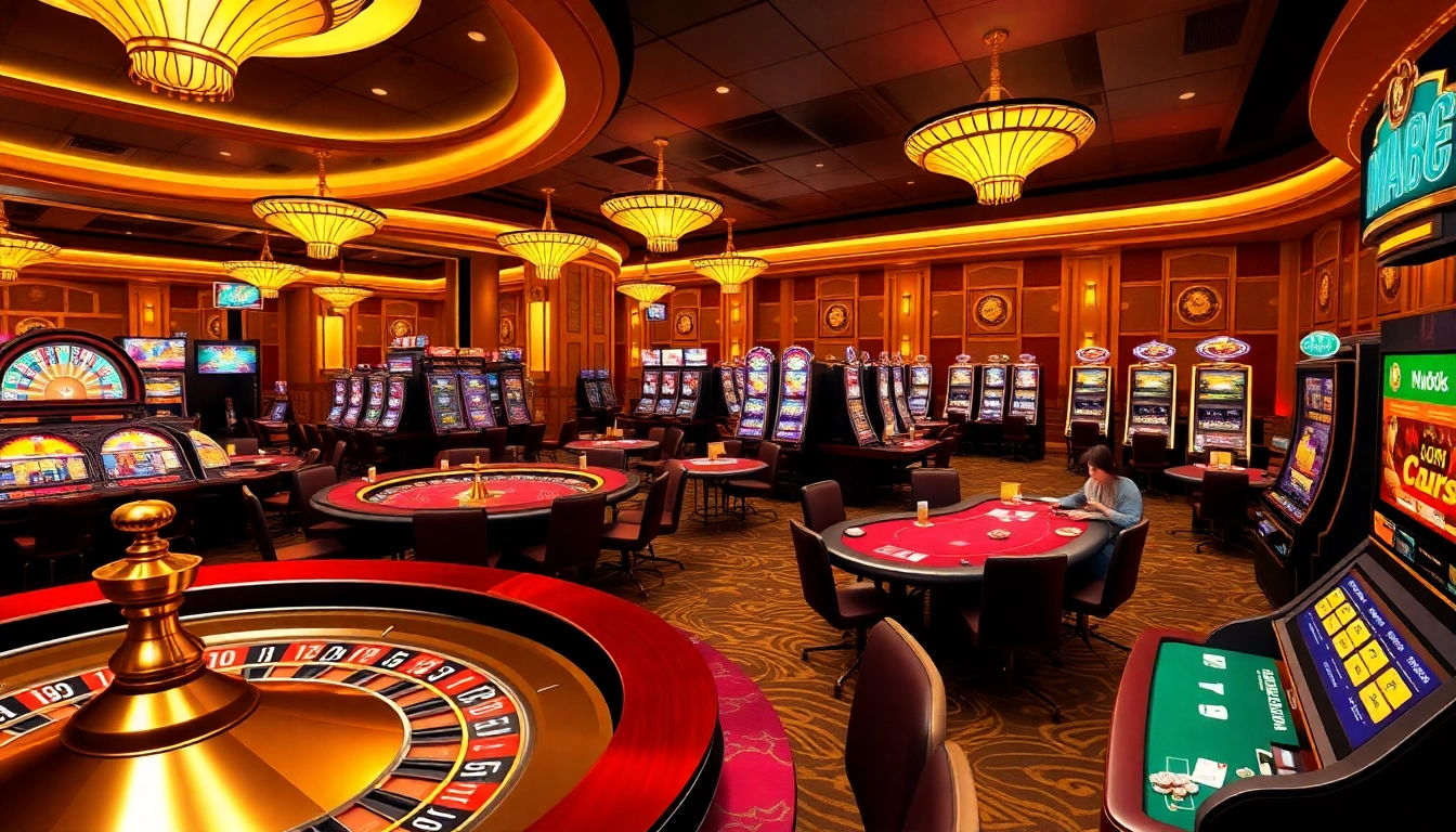 Experience high-stakes excitement at MM88 casino with players engaging at roulette and poker tables.