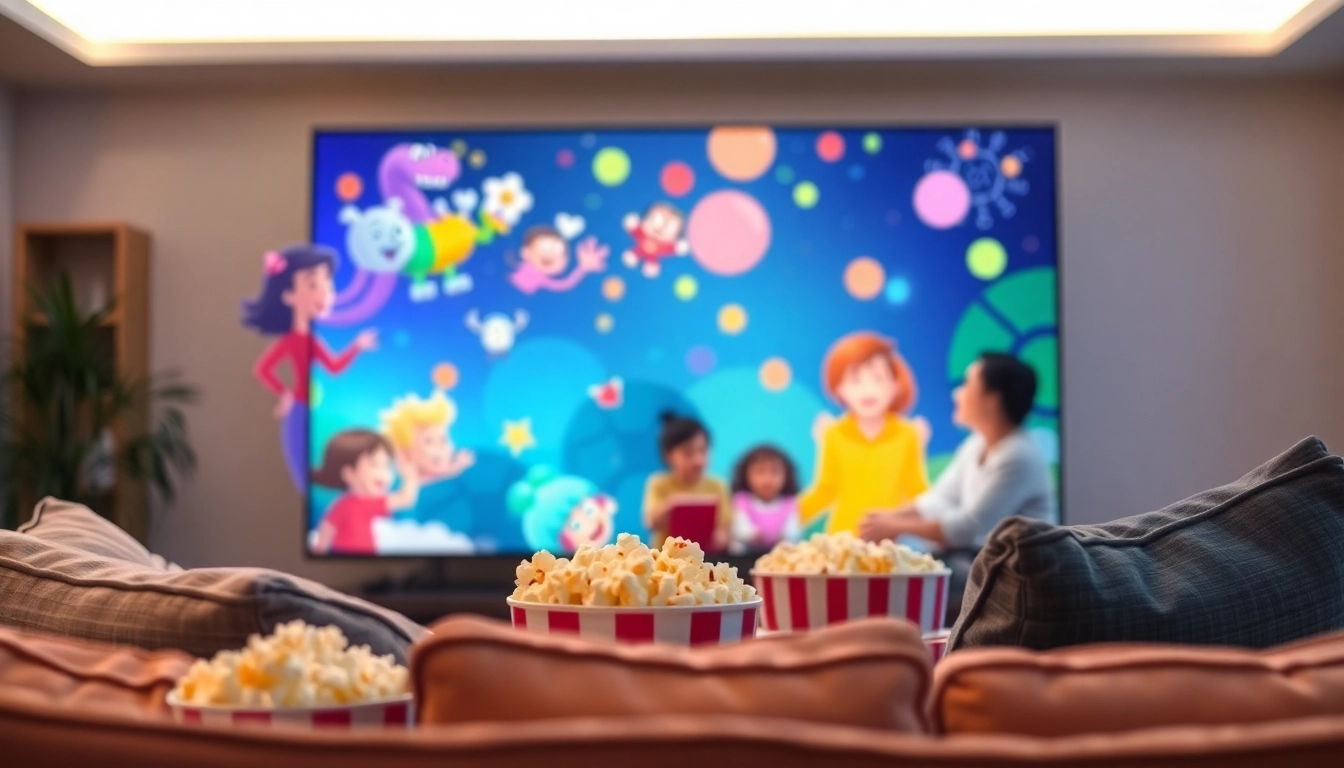 가족들이 즐겁게 TV 시청을 하는 모습, fadaeyat.com의 영화 저녁을 표현한 이미지