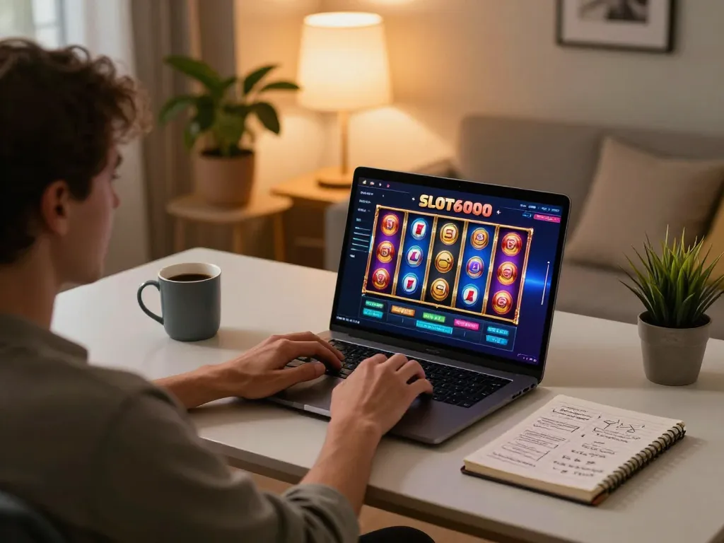 Experience exciting gameplay on slot6000 with a vibrant online gaming setup at home.